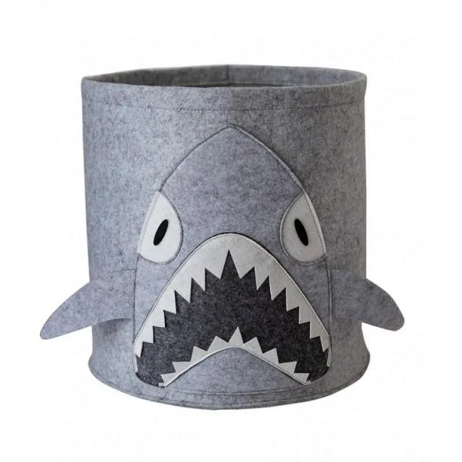 Filc játéktároló kosár, cápával