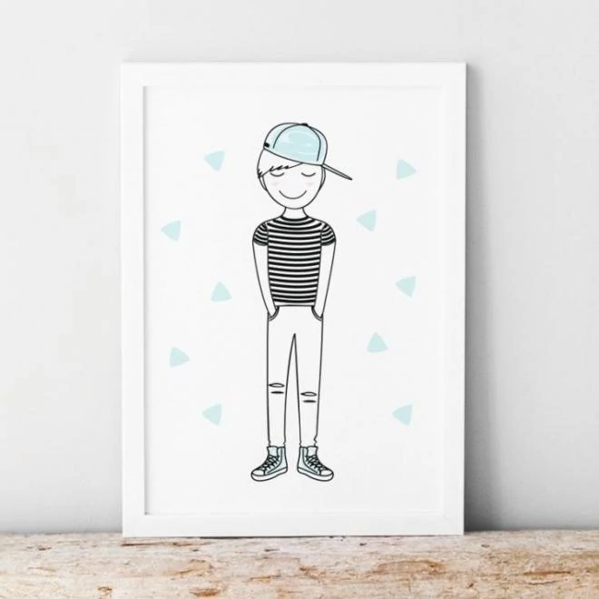 Pasztell színű, bájos poszter, Leon fiúval