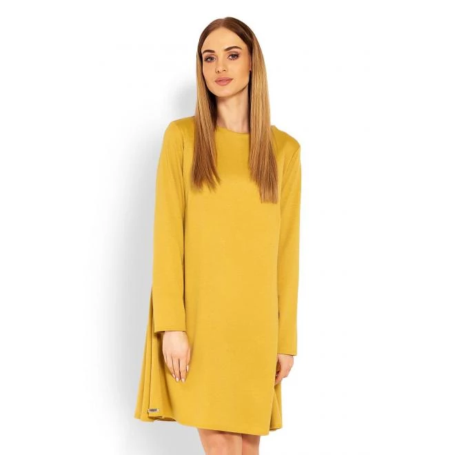 Bő szabású női ruha, mustár színben