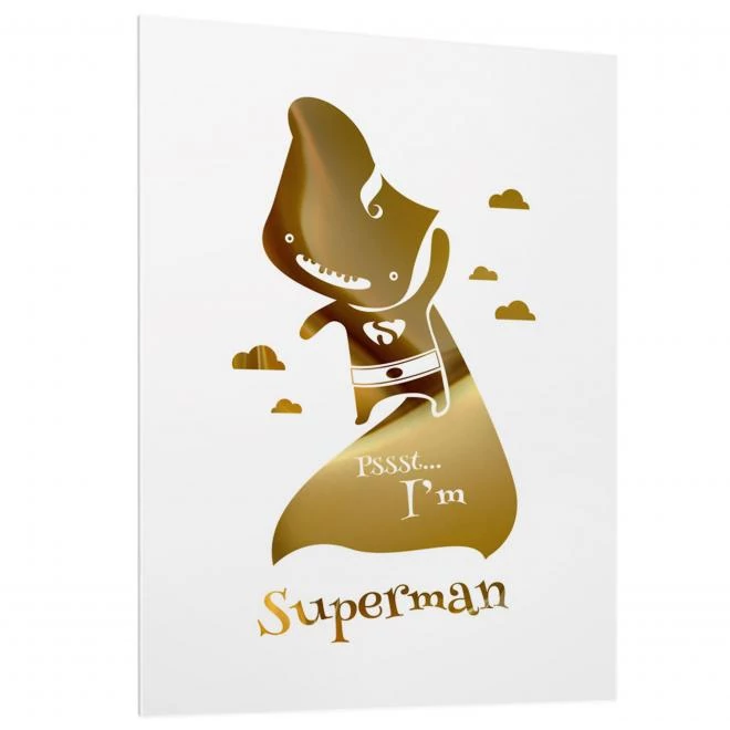 Tükörgrafikás, fehér poszter, arany Supermannel