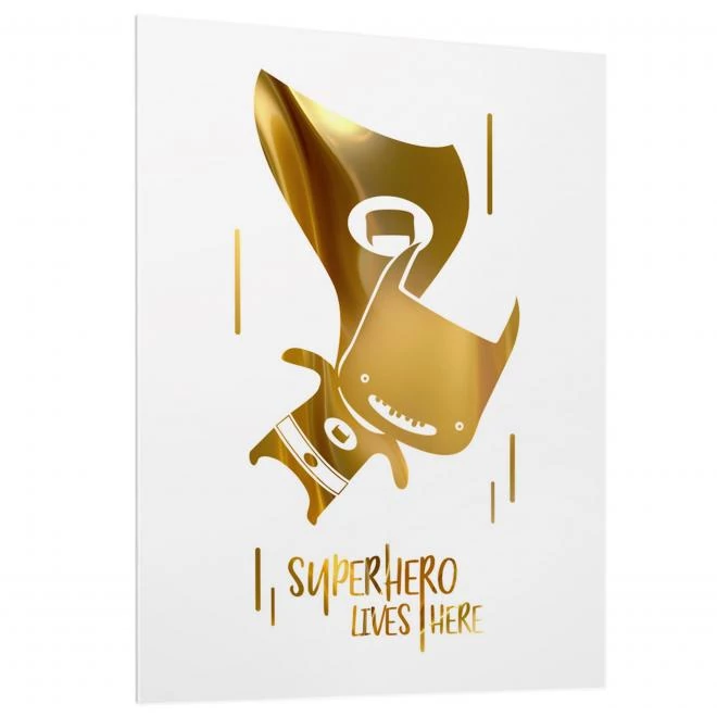 Tükörgrafikás, fehér poszter, arany Batmannel