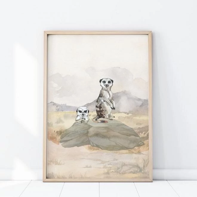 Szafari témájú poszter, szurikátákkal