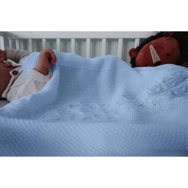 Puha, kötött takaró, kék színben