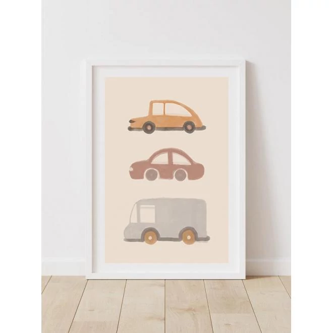 Dekoratív, retro poszter, játék autókkal