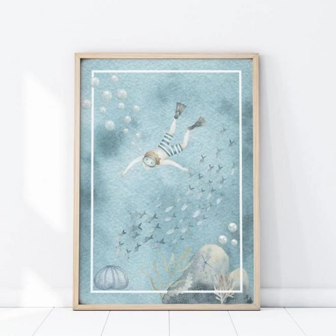 Gyerekszoba plakát, búvár motívummal