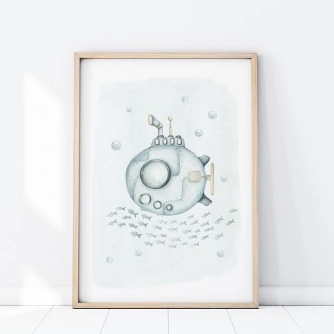 Gyerekszoba poszter, tengeralattjáró motívummal