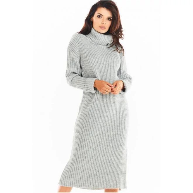 Szürke színű, garbóruha hölgyeknek