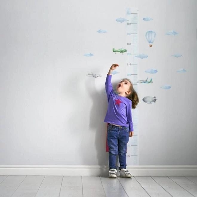 Repülőgép motívumú, magasságmérő fali matrica