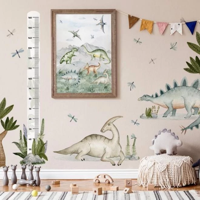 Színes matricák, stegosaurus és parasaurolophus motívummal