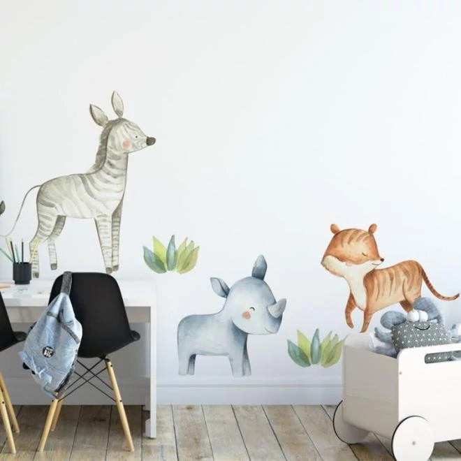 Gyerekszoba matrica készlet, szafaris állatok motívumával