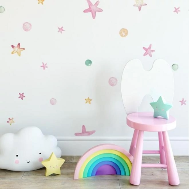 Színes matrica készlet, csillagokkal és golyókkal