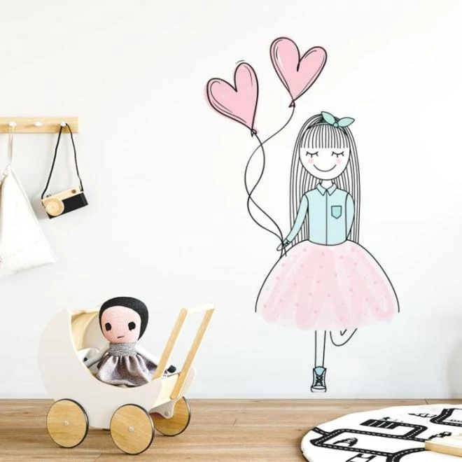 Vidám kislány formájú matrica, pasztell színekben