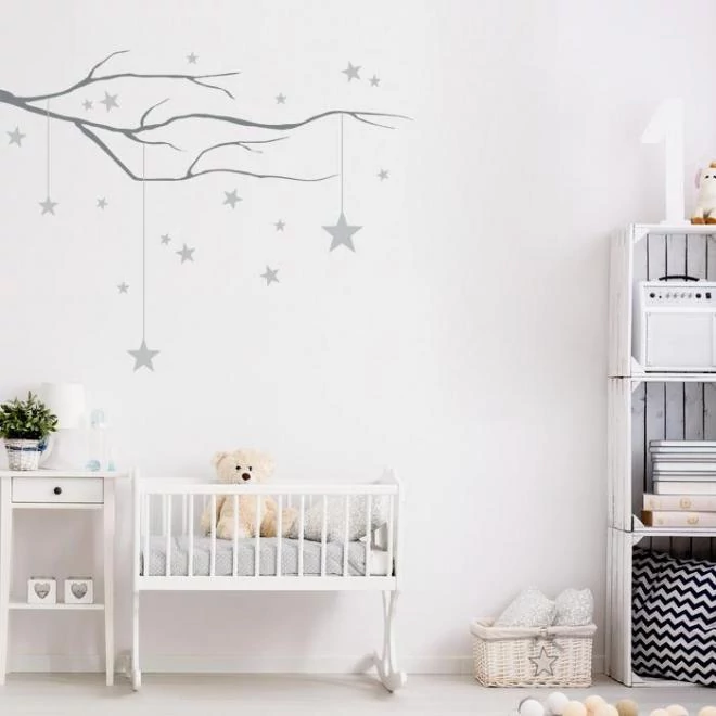 Matrica készlet, ágról lógó csillagokkal