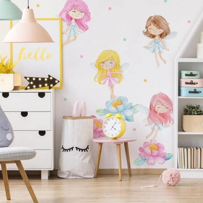 Tündér motívumú, matrica készlet, pasztell árnyalatokban