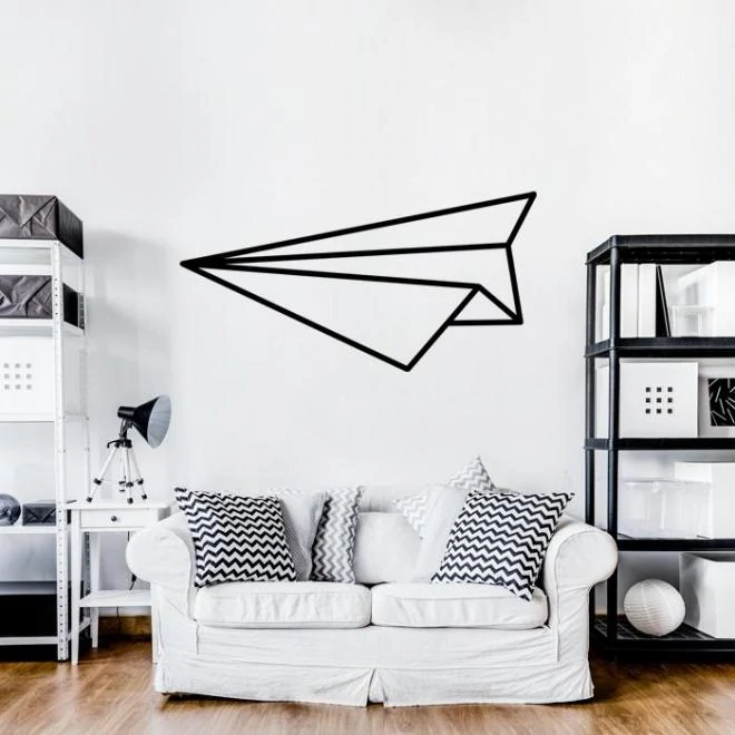 Origami stílusú falmatrica, papírrepülő motívummal