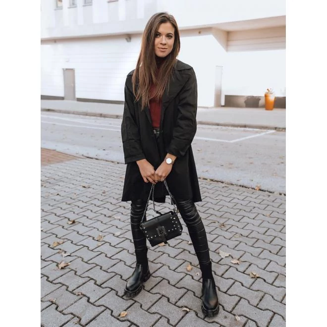 Fekete oversize kabát hátul hasítékkal hölgyeknek