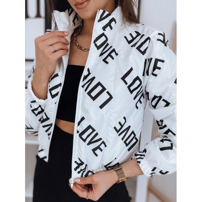 Női átmeneti bomber dzseki fehér LOVE mintával