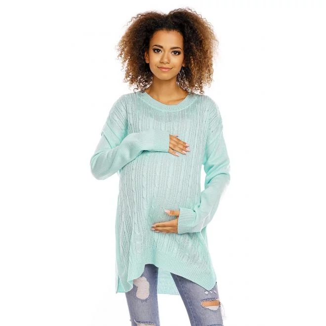 Szoptatós és kismama pulóver, oldalán cipzárral, menta színben