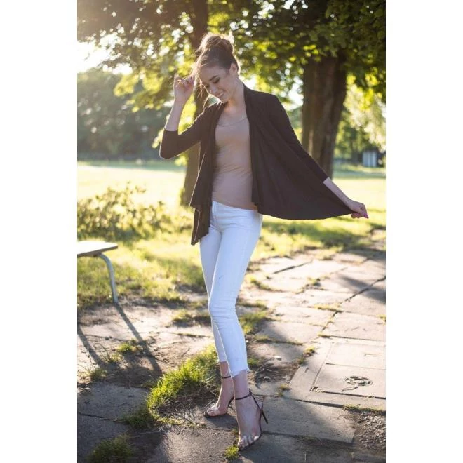 Vékony női kardigán sötétbarna színben