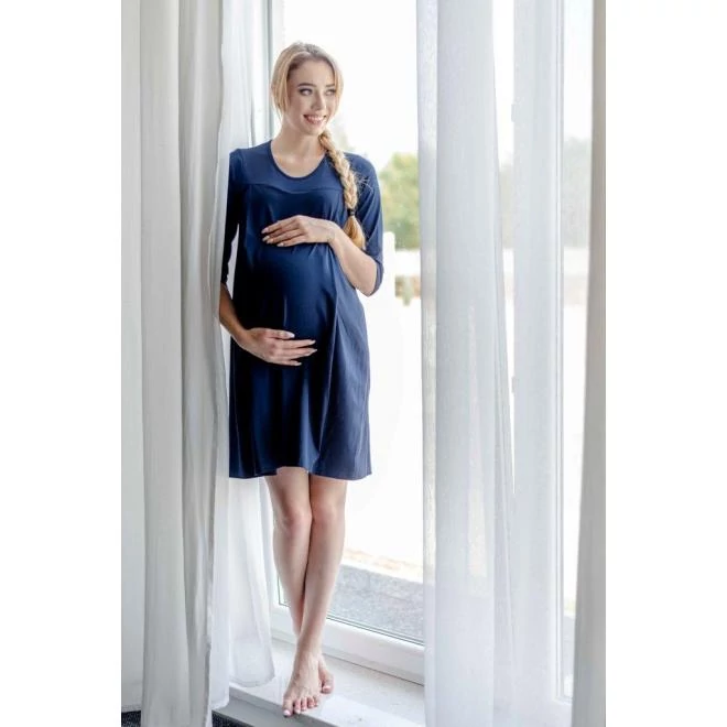 Kék színű kényelmes kismama és szoptató hálóing