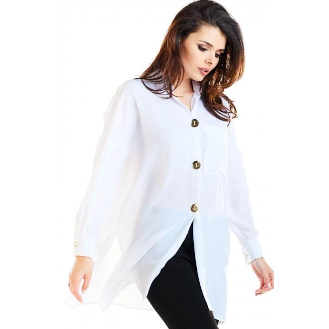 Fehér oversize ing, hosszú ujjal hölgyeknek