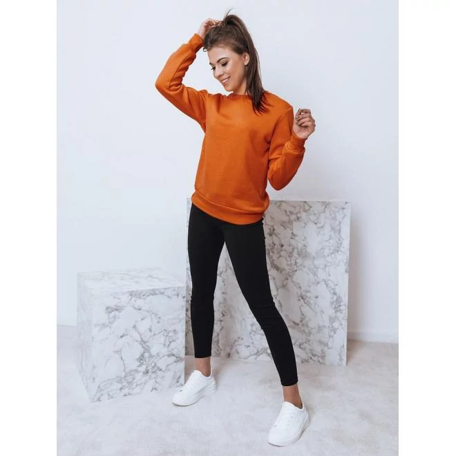 Női pulóver narancs színben, kapucni nélkül