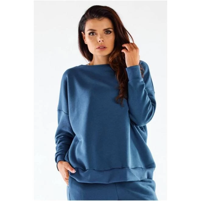 Női basic pulóver kék színben