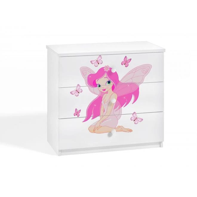 Gyermek komód, tündér és pillangó motívummal