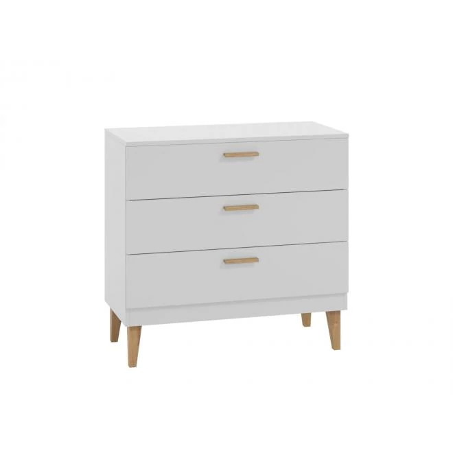 Fehér komód, barna elemekkel - Kubi