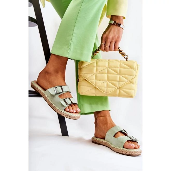 Velúr, zöld papucs, hölgyeknek