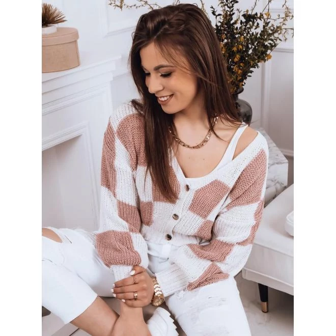 Rövid rózsaszín kockás szvetter