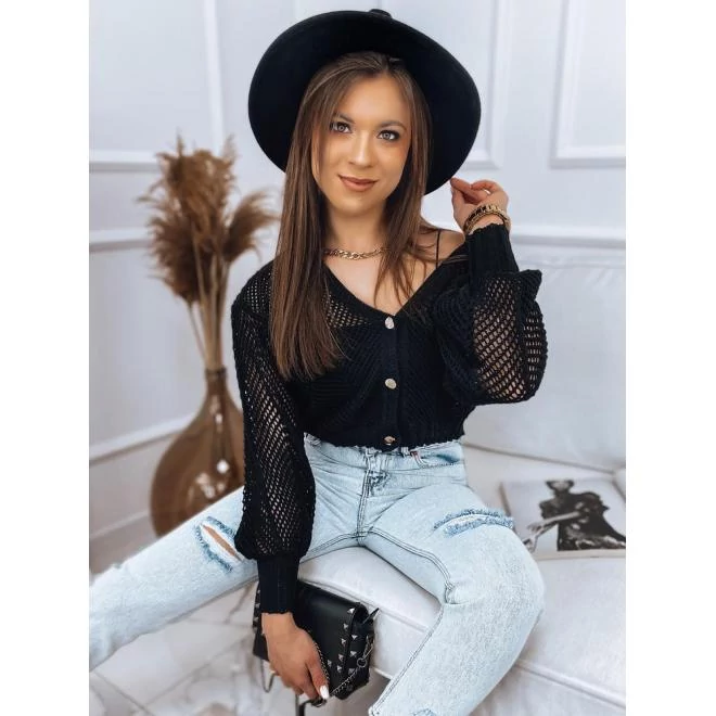 Rövid fekete áttört női szvetter
