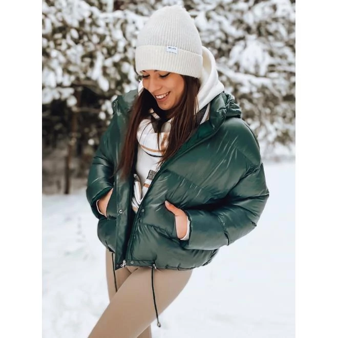 Rövid, zöld, téli kabát