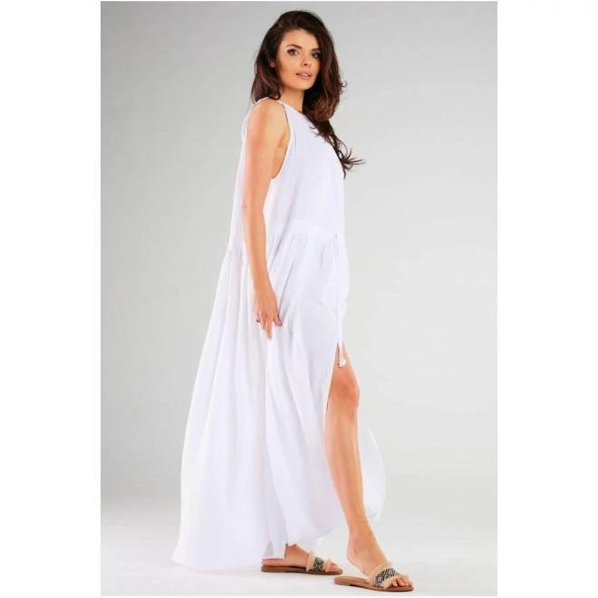 Női fehér maxi ruha hasítékkal