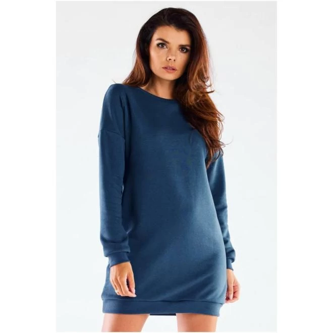 Női pulóver ruha kék színben