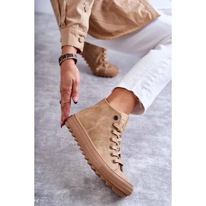 Női magas, Big Star tornacipő, bézs színben