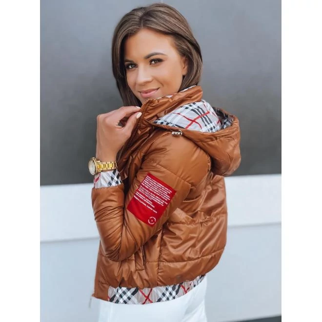 Női kávé színű kabát kapucnival