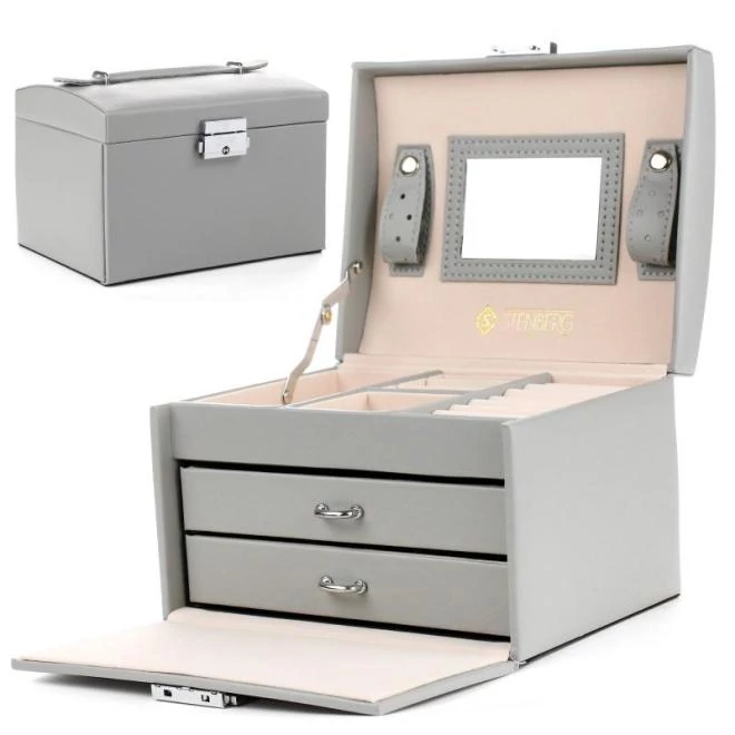 Zárható ékszerdoboz, szürke színben