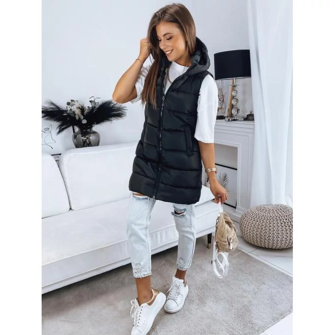 Fekete steppelt női mellény