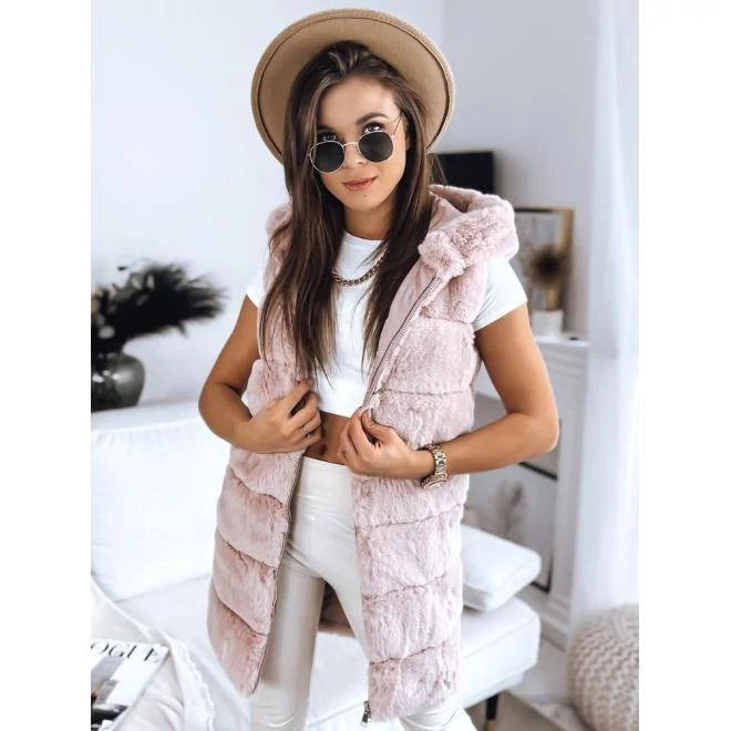 Rózsasín női szőrme mellény