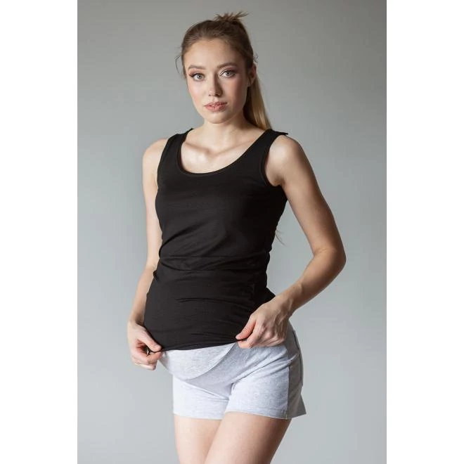 Pamut kismama rövidnadrág, szürke színben