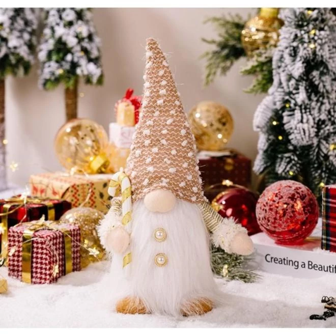 Világító karácsonyi manó, arany színben