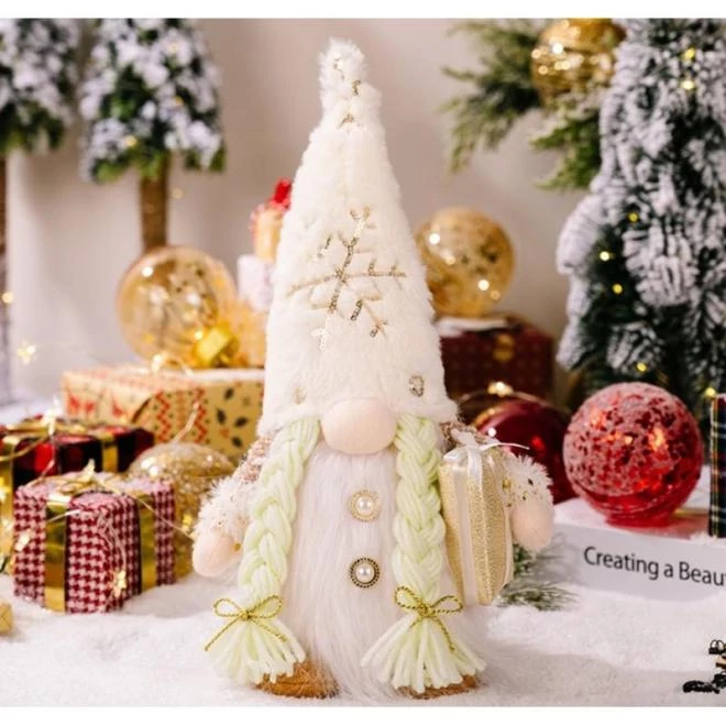 Világító karácsonyi manó, fonatokkal