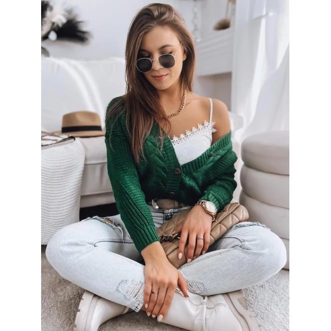 Zöld  női pulóver, gombokkal