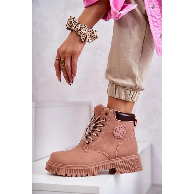 Női, rózsaszín színű, bélelt bakancs