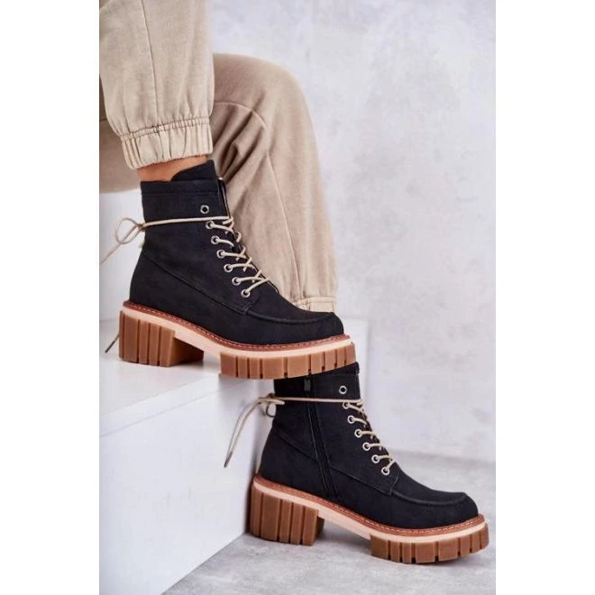 Női, fekete, bélelt bakancs