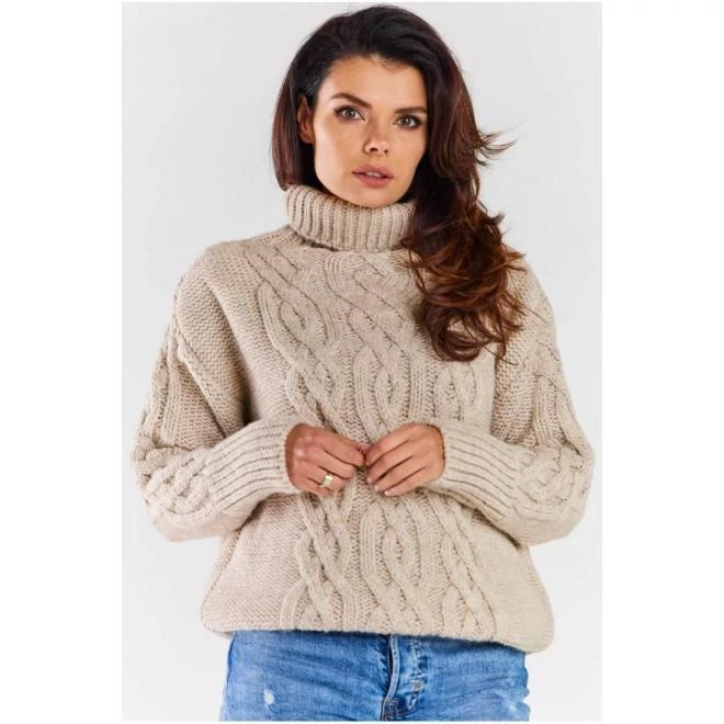 Bézs, garbós pulóver, hölgyeknek