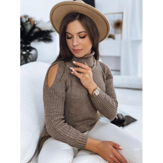 Női, bézs garbós pulóver