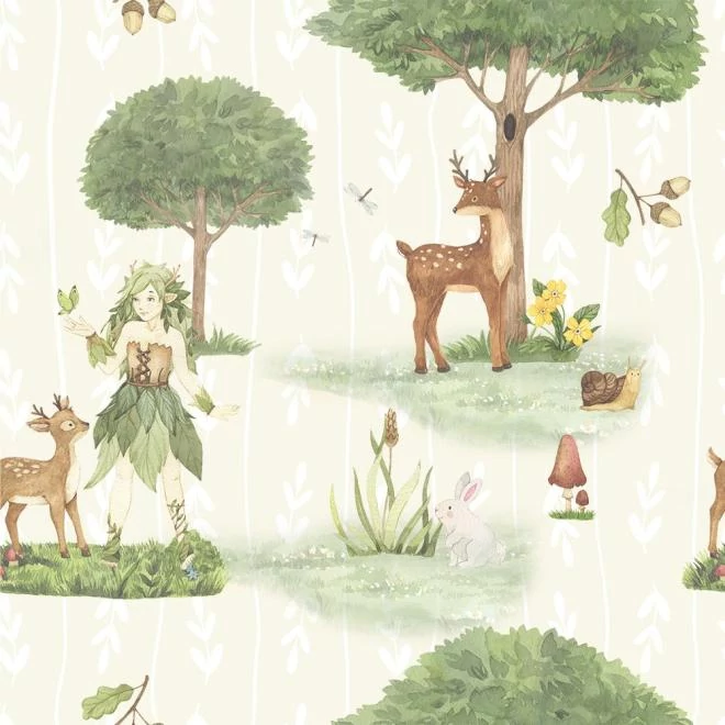 Dekoratív tapéta, mese erdő motívumával