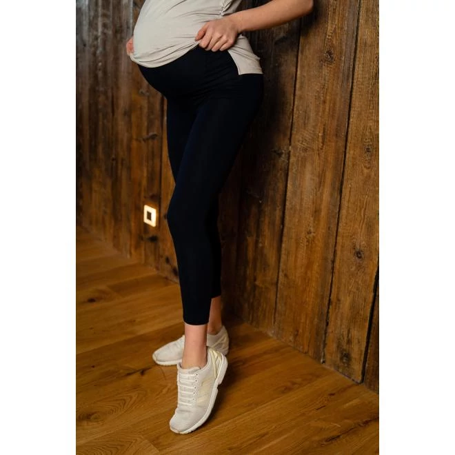 Kismama, 7/8-as pamut leggings, fekete színben